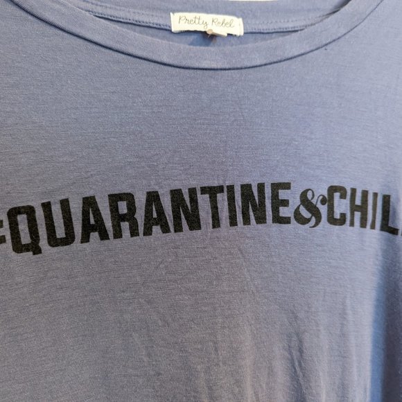 Pretty Rebel #Quarantine & Chill Ladies Long-Sleeved Tee Made in the USA! Sz L - Picture 3 of 4